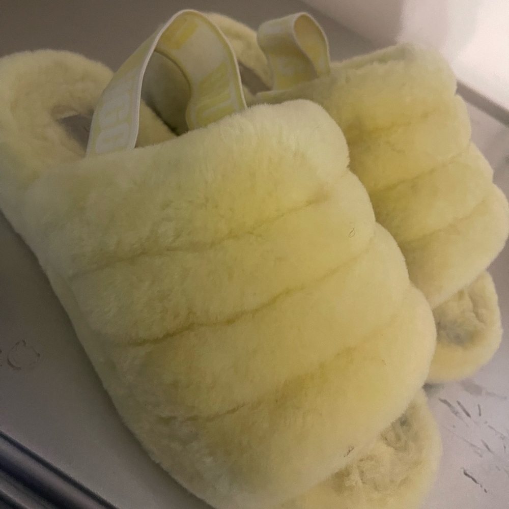 Yellow UGG Fluff Yeah Slides